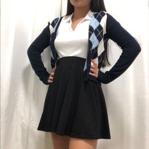 Preppy Black A-line Skirt